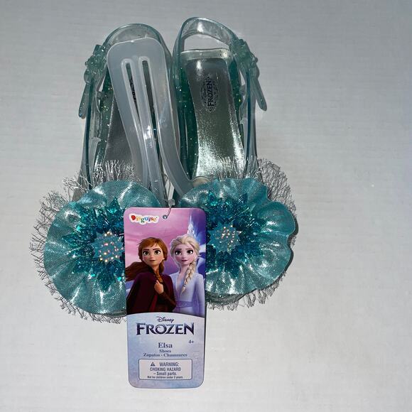 GIRLS DISNEY FROZEN ELSA SNOW QUEEN SHOES COSTUME PLAY DRESS UP NEW - Picture 1 of 3